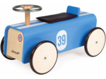 Janod - Porteur Enfant Voiture - Volant en Métal Directionnel, Assise Épaisse et Amovible - Voiture de Course au Look Vintage - Jouet en Bois Cintré - Dès 2 Ans, J08051