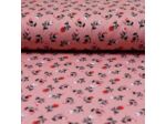Poppy - Tissu Jersey de Coton Ajouré Imprimé Roses sur le Fond Rose