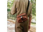 Petit sac bandoulière Maurice en toile coton et cuir lisse