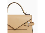 Sac à main double rabat moyen modèle Emilie en cuir grainé
