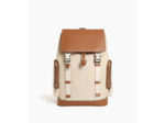 Sac à dos à rabat Maurice en toile coton et cuir lisse semi-végétal