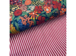 Sélection Coup de coudre – Tissu Denim de Coton Stretch Rayures Blanches sur le Fond Rouge