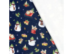 Sélection Coup de Coudre - Tissu Jersey Sweat de Coton Gratté à Motif Bonhommes de Neige sur le Fond Bleu Marine