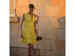See You at Six - Tissu Mélange Lin et Viscose Uni Couleur Jaune Ballon
