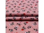 Poppy - Tissu Jersey de Coton Ajouré Imprimé Roses sur le Fond Rose
