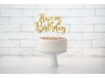 Décoration « Happy Birthday » dorée, pour gâteaux et tartes