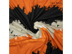 Fibre Mood - Tissu Batiste de Coton "Marley" Imprimé Nuages Noir Et Orange