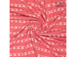 Fibre Mood - Tissu Jacquard de Coton Bio "Thea & Jules" Rayures Floral Rouge - coupon 2m