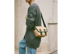 Petit sac bandoulière Solveig en toile coton et cuir lisse