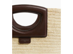 Grand sac cabas en raphia naturel et cuir lisse végétal
