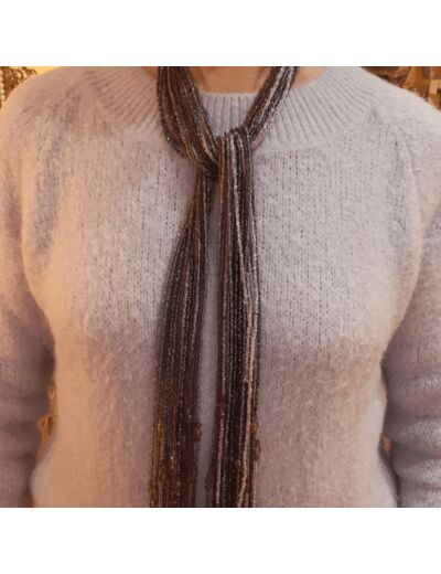 Sautoir- cravate 23-904 multi chaines perles verre violettes