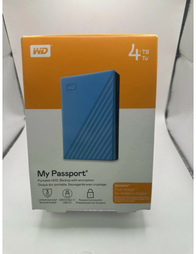 Disque Dur Externe Western Digital My Passport 4 To Bleu