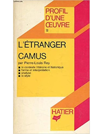 Livre Profil littérature : Camus, L'étranger