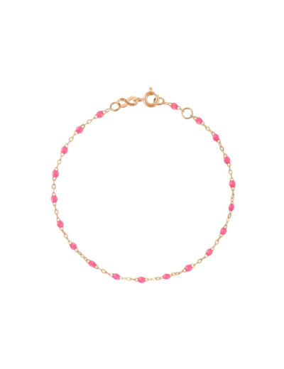 Bracelet Gigi Clozeau Classique en or rose et résine rose fluo, 17cm