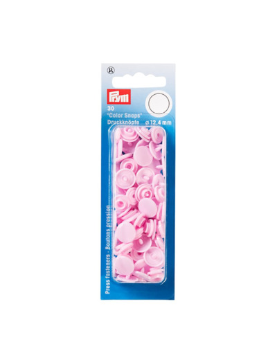 Prym - Boite 30 Boutons Pression "Color Snaps" Coloris Rose Pale (12,4 mm)