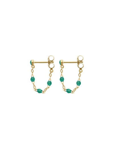 Boucles d'oreilles Gigi Clozeau Classique en or jaune et résine vert émeraude