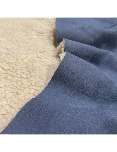 Sélection Coup de Coudre - Tissu Suédine Double Face Sherpa Bleu Denim