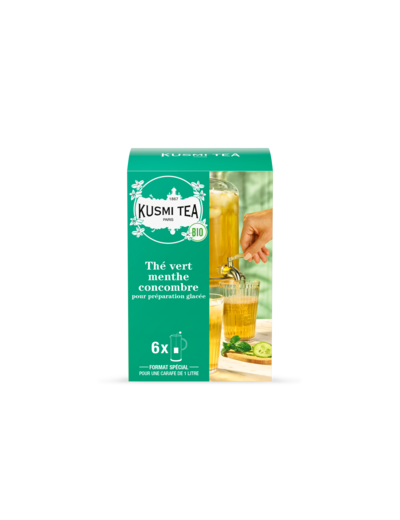 Thés Aromatisés Verts Thé vert menthe-concombre bio - Etui 6 sachets pour thé glacé - 48g