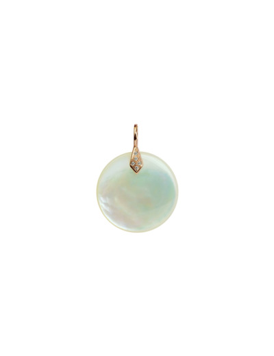 Pendentif Isabelle Langlois Clip Clap en or rose, nacre blanche et diamant