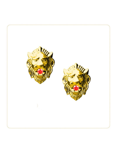 Boucles d'Oreilles Mini Lion Rubis