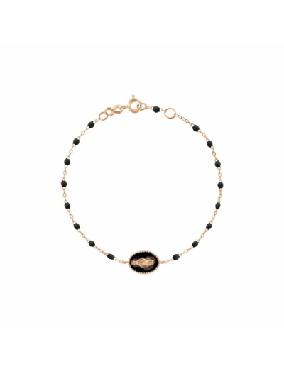 Bracelet Gigi Clozeau Madone en or rose et résine noire, 17cm