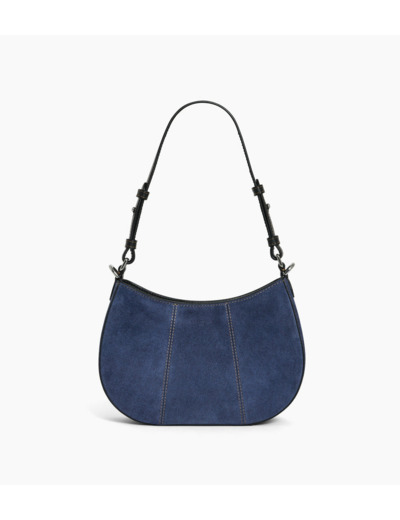 Petit sac demi-lune Juliette en cuir suède effet denim
