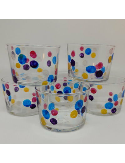 Verres à bodega peints main motifs pois de couleur