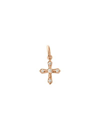 Pendentif Gigi Clozeau Croix Vintage en or rose et diamants