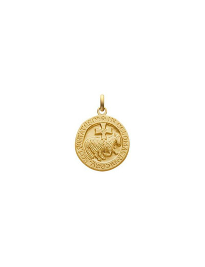 Médaille Arthus Bertrand Agneau de Cluny F. mince 18 mm or jaune sablé