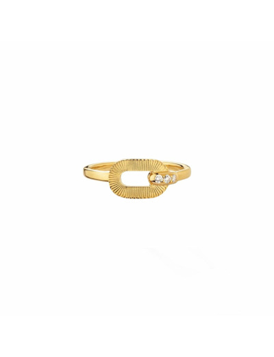 Bague Arthus Bertrand Ruban en or jaune polie et diamants T54