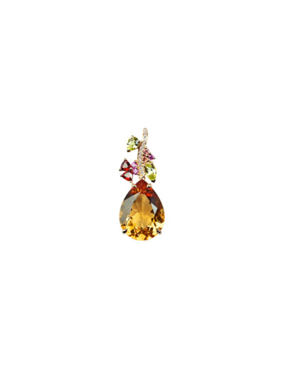 Pendentif Isabelle Langlois Eden en or rose, citrine, péridot, grenat et diamant