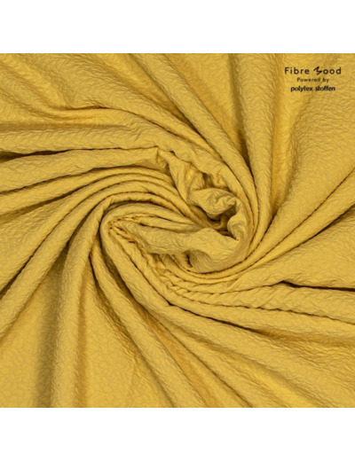 Fibre Mood - Tissu Jacquard de Polyester 3D Uni Couleur Jaune - coupon 3m