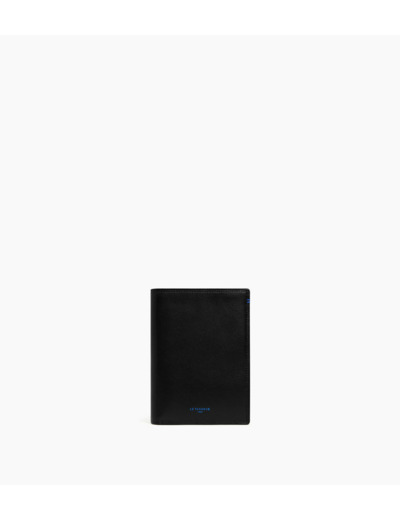 Grand portefeuille vertical zippé Martin en cuir lisse