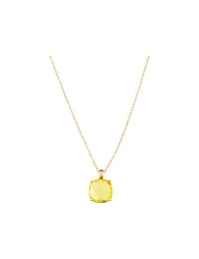 Collier Cesare Pompanon Poppy Blue en or rose et quartz lemon