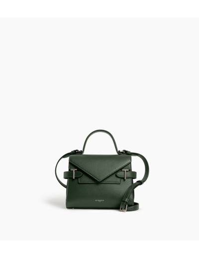 Petit sac à main double rabat Emilie en cuir grainé