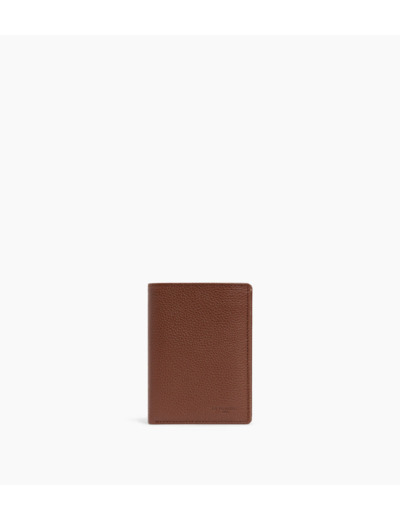 Portefeuille moyen modèle vertical zippé 2 volets Charles en cuir grainé