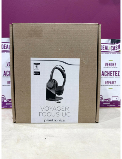 Plantronics Casque bluetooth Voyager Focus UC B825M stéréo Bluetooth avec Station de Charge et dongle USB A BT, capteurs intelligents, Bras de Microphone