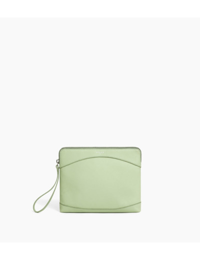 Pochette zippée en cuir grainé