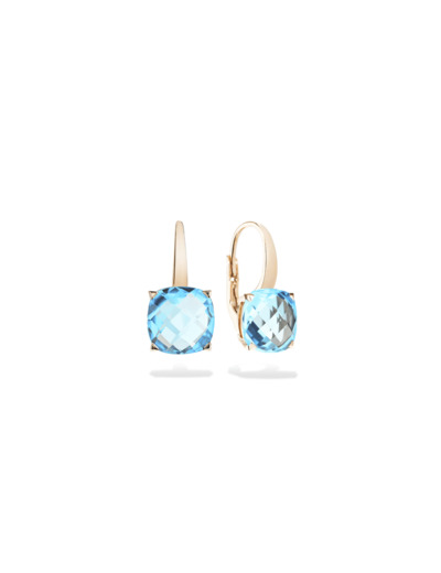 Boucles d'oreilles Cesare Pompanon Poppy Blue en or rose et topaze bleue