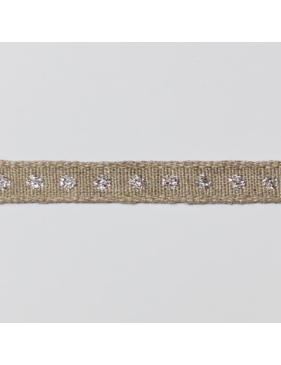 Best Quality Ribbon - Ruban en Lin Bio Brodé Pois Coloris Argent Métallisé