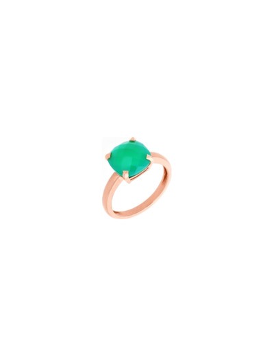 Bague Cesare Pompanon Poppy Blue petit modèle en or rose et agate verte