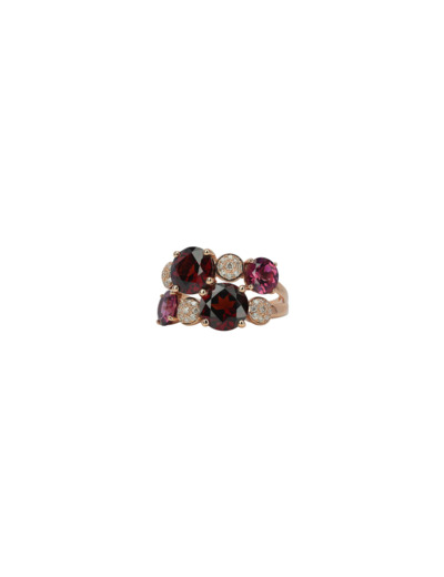 Bague Isabelle Langlois Macaron en or rose, grenat, rhodolite et diamant