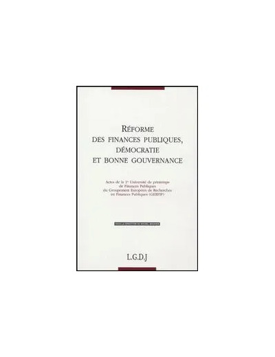 Livre Réformes des finances publiques, démocratie et bonne gouvernance