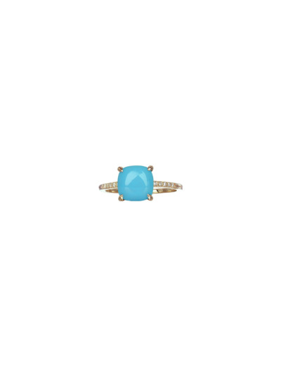 Bague Isabelle Langlois Talisman en or rose, turquoise et diamant
