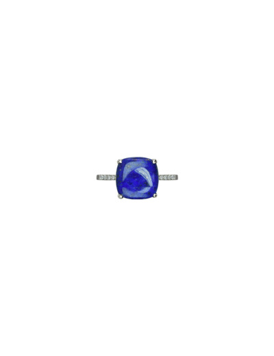 Bague Isabelle Langlois Talisman en or blanc, lapis-lazuli et diamant