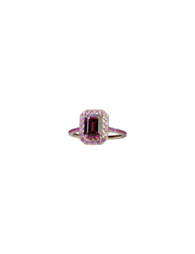 Bague Isabelle Langlois Princesse Mathilde en or rose, rhodolite et saphir rose