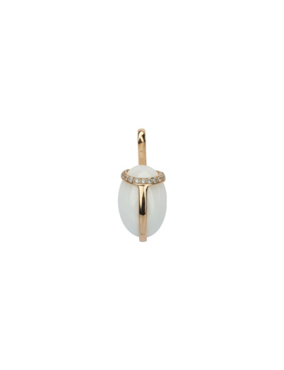 Pendentif Isabelle Langlois Khepri en or rose, agate blanche et diamant