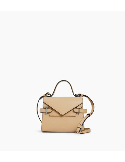 Petit sac à main double rabat Emilie en cuir grainé