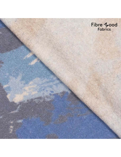 Fibre Mood - Tissu Laine Bouillie "Dunya" à Motif Aquarelle Bleu Gris