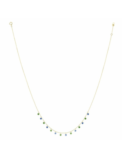 Collier La Brune & La Blonde CONFETTI Rio en or jaune, saphirs bleus et tsavorites de 1.80ct